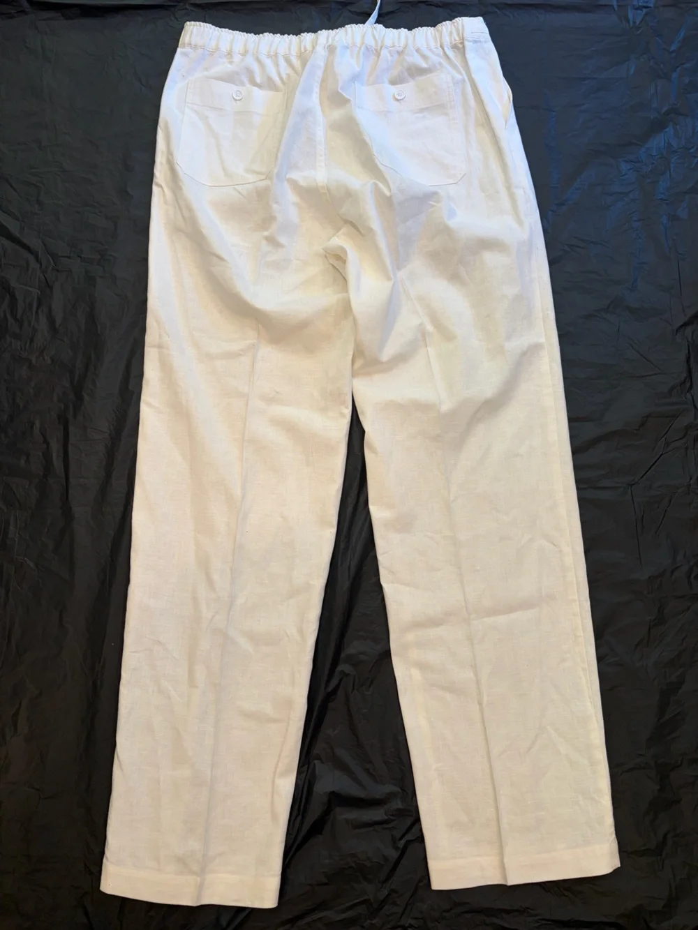 Linea Dome Pants Men's XL White Linen Blend Draw String Partial Elastic Waste